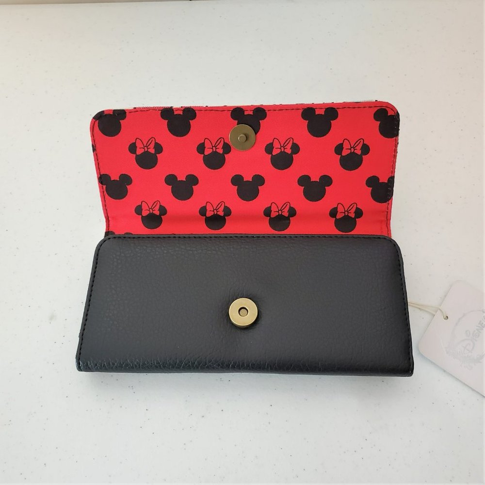 *SOLD* Disney Loungefly Mickey & Minnie Mouse Canvas Leather Trifold Wallet - Picture 5 of 10